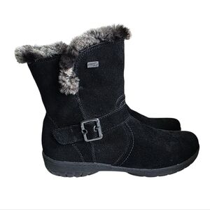 Remonte by Rieker Black Suede Fur Lined Ankle Boots EU 39 Winter Zip Booties